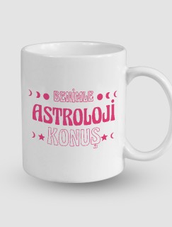 Benimle Astroloji Konuş Yazılı Beyaz Porselen Kupa Bardak