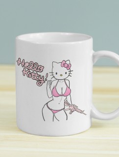 Sexy Kitty Tasarımlı Beyaz Porselen Kupa Bardak