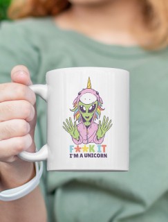 I am Unicorn Esprili Uzaylı Baskılı Beyaz Porselen Kupa Bardak