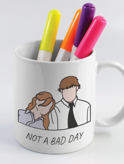 The Office Not A Bad Day Pam ve Jim Tasarımlı Beyaz Porselen Kupa Bardak