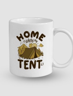 Home Tent Tasarımlı Beyaz Porselen Kupa Bardak