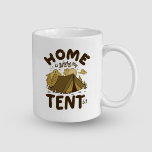 Home Tent Tasarımlı Beyaz Porselen Kupa Bardak