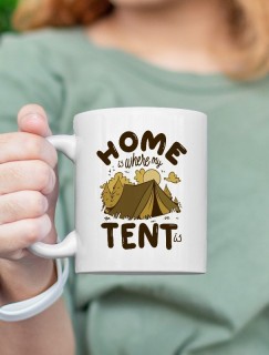 Home Tent Tasarımlı Beyaz Porselen Kupa Bardak