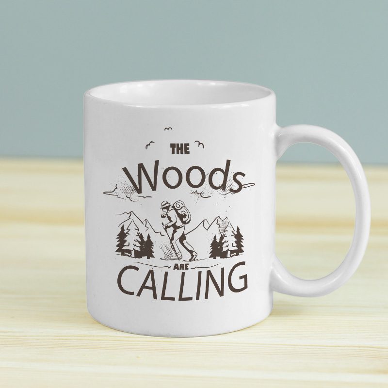The Woods Are Calling Tasarımlı Beyaz Porselen Kupa Bardak