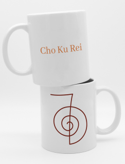 Reiki Cho Ku Rei Sembolü Tasarımlı Beyaz Porselen Kupa Bardak
