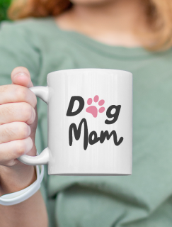 Dog Mom Yazılı Beyaz Porselen Kupa Bardak