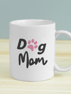 Dog Mom Yazılı Beyaz Porselen Kupa Bardak
