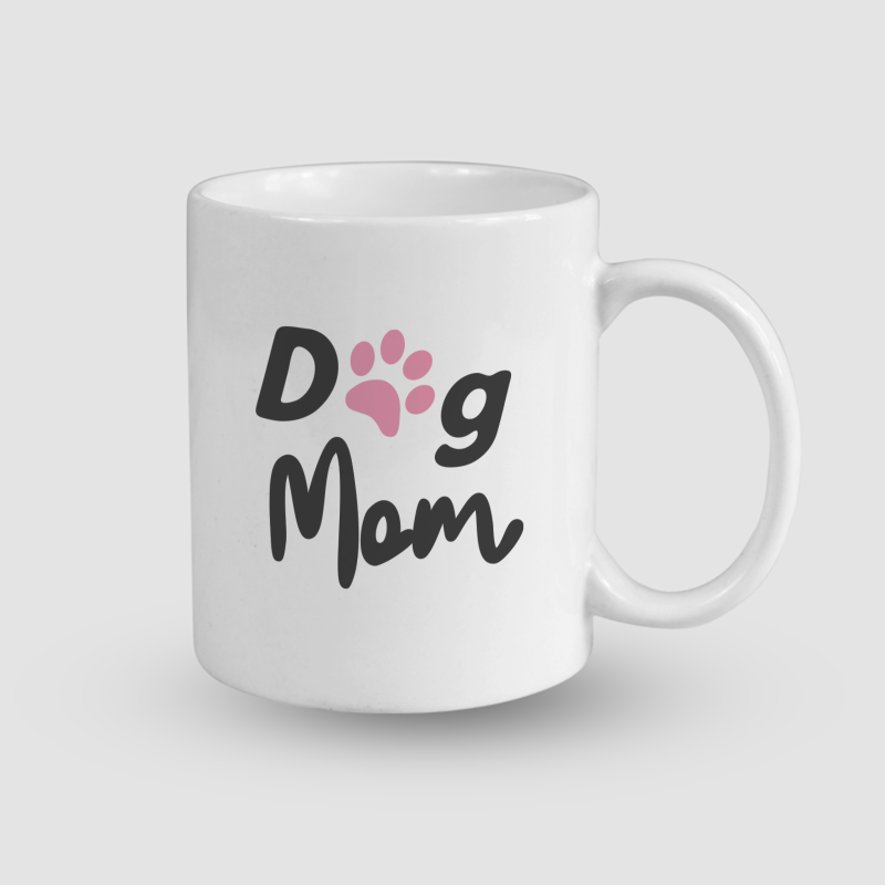 Dog Mom Yazılı Beyaz Porselen Kupa Bardak