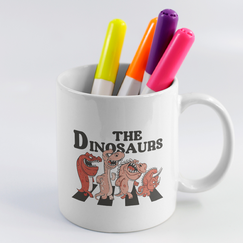 The Dinosaurs Tasarımlı Beyaz Porselen Kupa Bardak