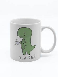 Tea-Rex Tasarımlı Beyaz Porselen Kupa Bardak