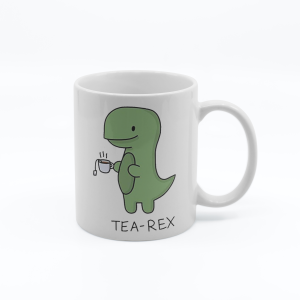 Tea-Rex Tasarımlı Beyaz Porselen Kupa Bardak