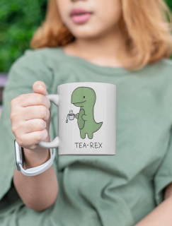 Tea-Rex Tasarımlı Beyaz Porselen Kupa Bardak