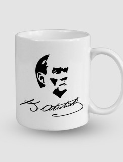 Atatürk İmzalı Beyaz Porselen Kupa Bardak