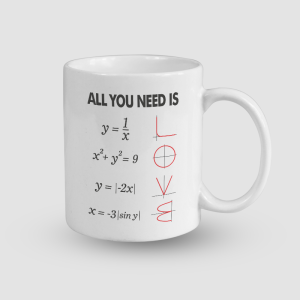 All You Need is Love Matematik Öğretmeni Esprili Beyaz Porselen Kupa Bardak