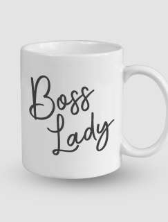 Boss Lady Yazılı Beyaz Porselen Kupa Bardak