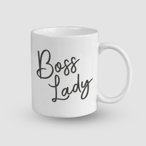 Boss Lady Yazılı Beyaz Porselen Kupa Bardak