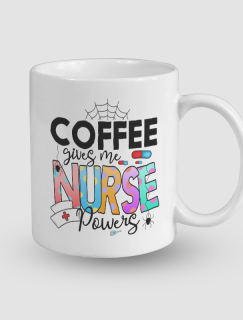 Coffee Gives me Nurse Power Yazılı Beyaz Porselen Kupa Bardak