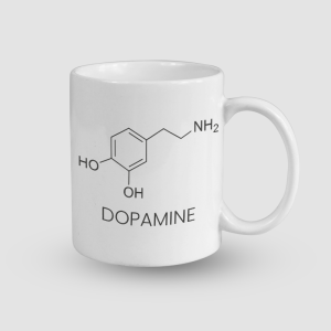 Dopamin Formülü Tasarımlı Beyaz Porselen Kupa Bardak