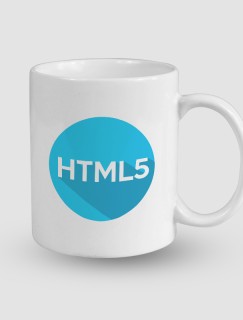 HTML5 Tasarımlı Beyaz Porselen Kupa Bardak