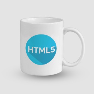 HTML5 Tasarımlı Beyaz Porselen Kupa Bardak