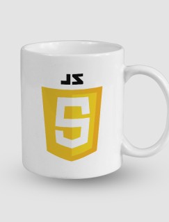 JavaScript Tasarımlı Beyaz Porselen Kupa Bardak