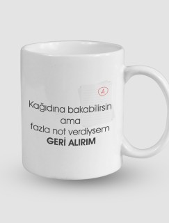 Kağıdına Bakabilirsin Ama Esprili Öğretmen Sözleri Serisi Beyaz Porselen Kupa Bardak