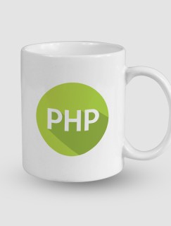 PHP Tasarımlı Beyaz Porselen Kupa Bardak