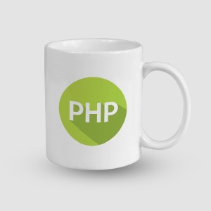 PHP Tasarımlı Beyaz Porselen Kupa Bardak