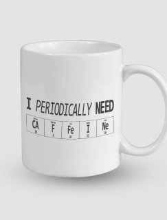 Periodically Need Caffeine Yazılı Periyodik Tablo Esprili Beyaz Porselen Kupa Bardak