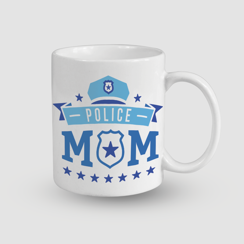 Police Mom Yazılı Beyaz Porselen Kupa Bardak