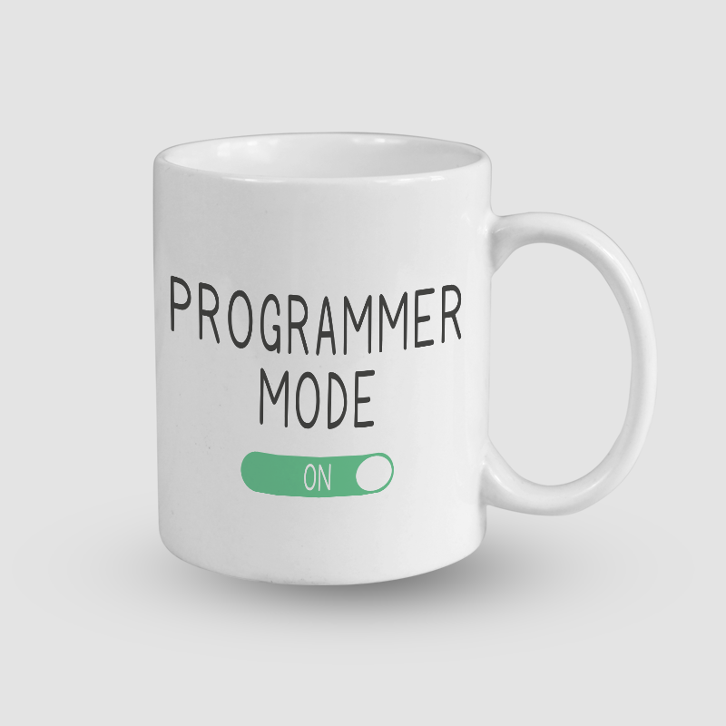 Programmer Mode On Yazılı Beyaz Porselen Kupa Bardak