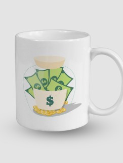 Save Money Tasarımlı Beyaz Porselen Kupa Bardak