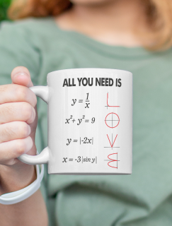 All You Need is Love Matematik Öğretmeni Esprili Beyaz Porselen Kupa Bardak