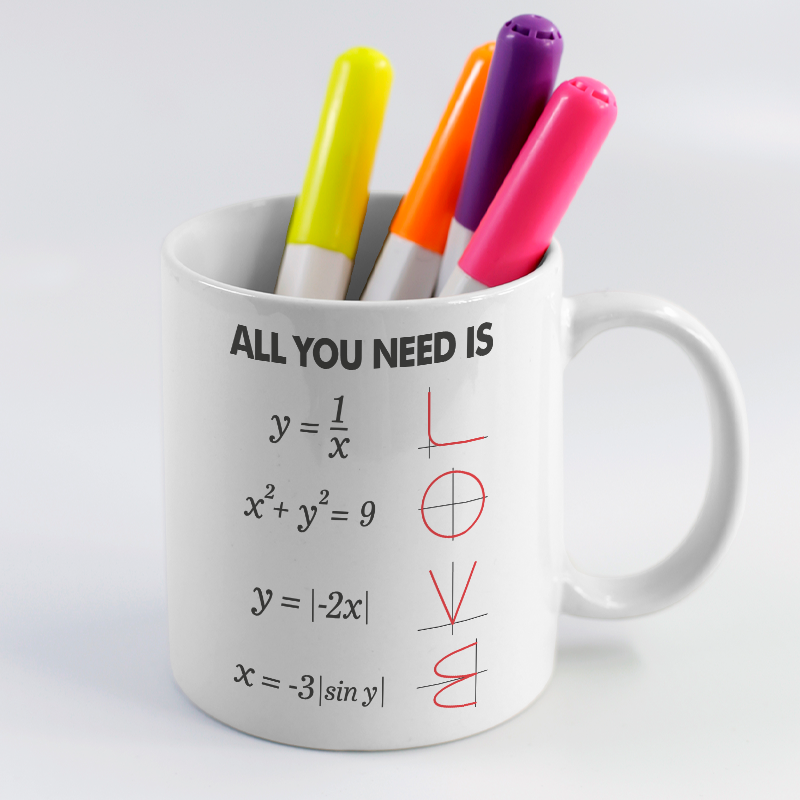 All You Need is Love Matematik Öğretmeni Esprili Beyaz Porselen Kupa Bardak