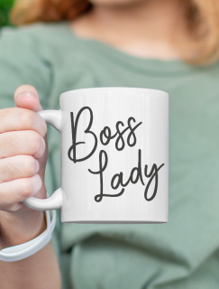 Boss Lady Yazılı Beyaz Porselen Kupa Bardak