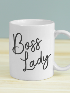 Boss Lady Yazılı Beyaz Porselen Kupa Bardak