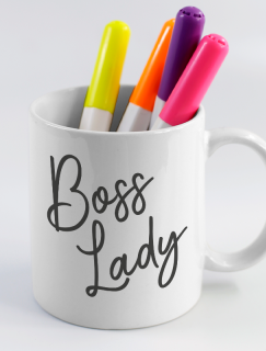 Boss Lady Yazılı Beyaz Porselen Kupa Bardak