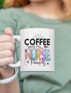 Coffee Gives me Nurse Power Yazılı Beyaz Porselen Kupa Bardak