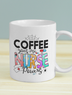 Coffee Gives me Nurse Power Yazılı Beyaz Porselen Kupa Bardak