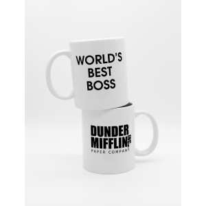 The Office Dunder Mifflin - Best Boss Yazılı Çift Taraflı Beyaz Porselen Kupa Bardak