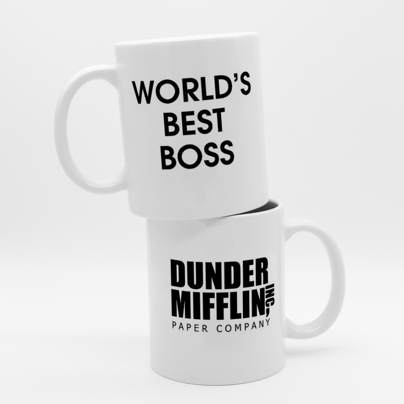 The Office Dunder Mifflin - Best Boss Yazılı Çift Taraflı Beyaz Porselen Kupa Bardak