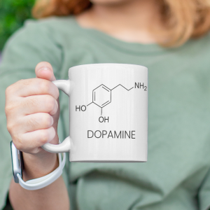 Dopamin Formülü Tasarımlı Beyaz Porselen Kupa Bardak