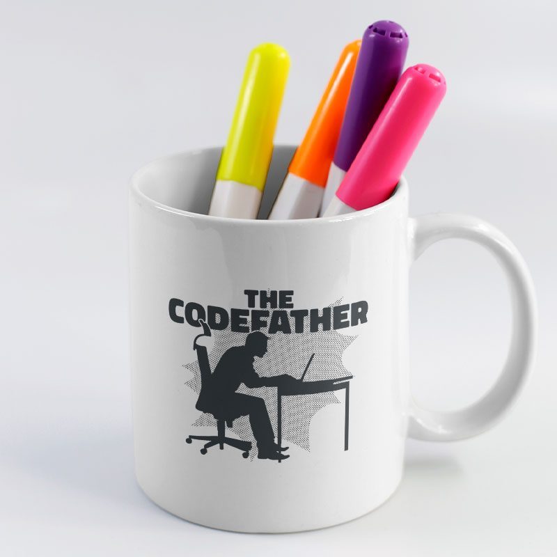 The CodeFather Tasarımlı Beyaz Porselen Kupa Bardak