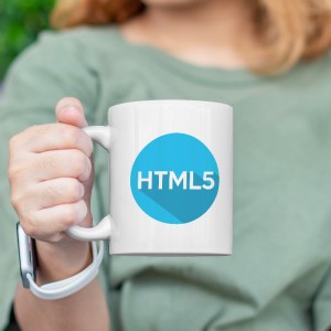 HTML5 Tasarımlı Beyaz Porselen Kupa Bardak