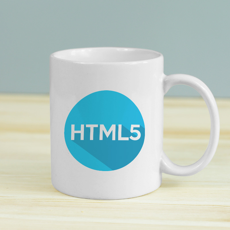 HTML5 Tasarımlı Beyaz Porselen Kupa Bardak
