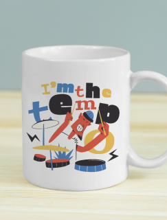 I am The Tempo Yazılı Baterist Tasarımlı Beyaz Porselen Kupa Bardak