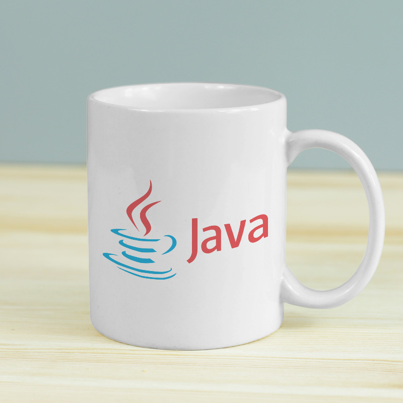 Java Tasarımlı Beyaz Porselen Kupa Bardak