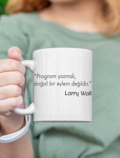 Larry Wall Program Yazmak Sözlü Beyaz Porselen Kupa Bardak