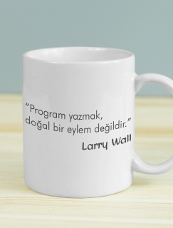 Larry Wall Program Yazmak Sözlü Beyaz Porselen Kupa Bardak