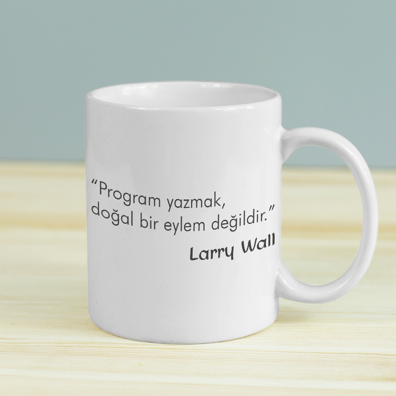 Larry Wall Program Yazmak Sözlü Beyaz Porselen Kupa Bardak